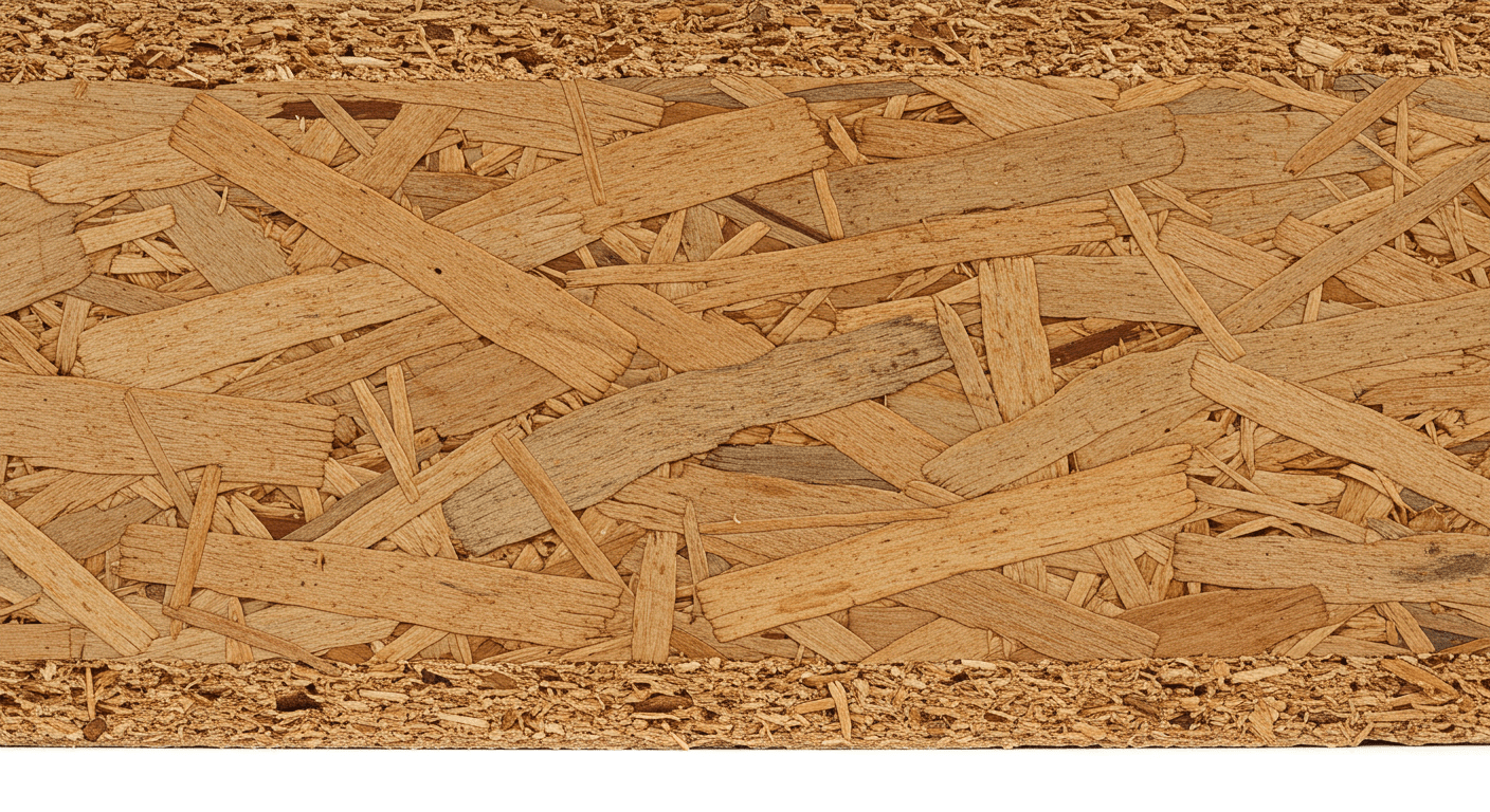 Particle board cross-section view
