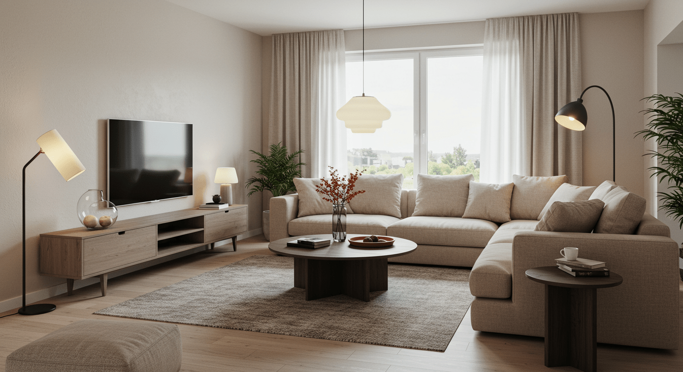 Modern salon mobilya düzenlemesi